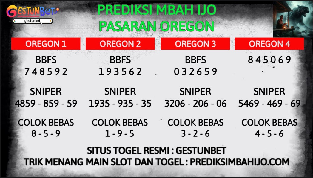 PREDIKSI JITU TOGEL OREGON MINGGU 5 JANUARI 2025