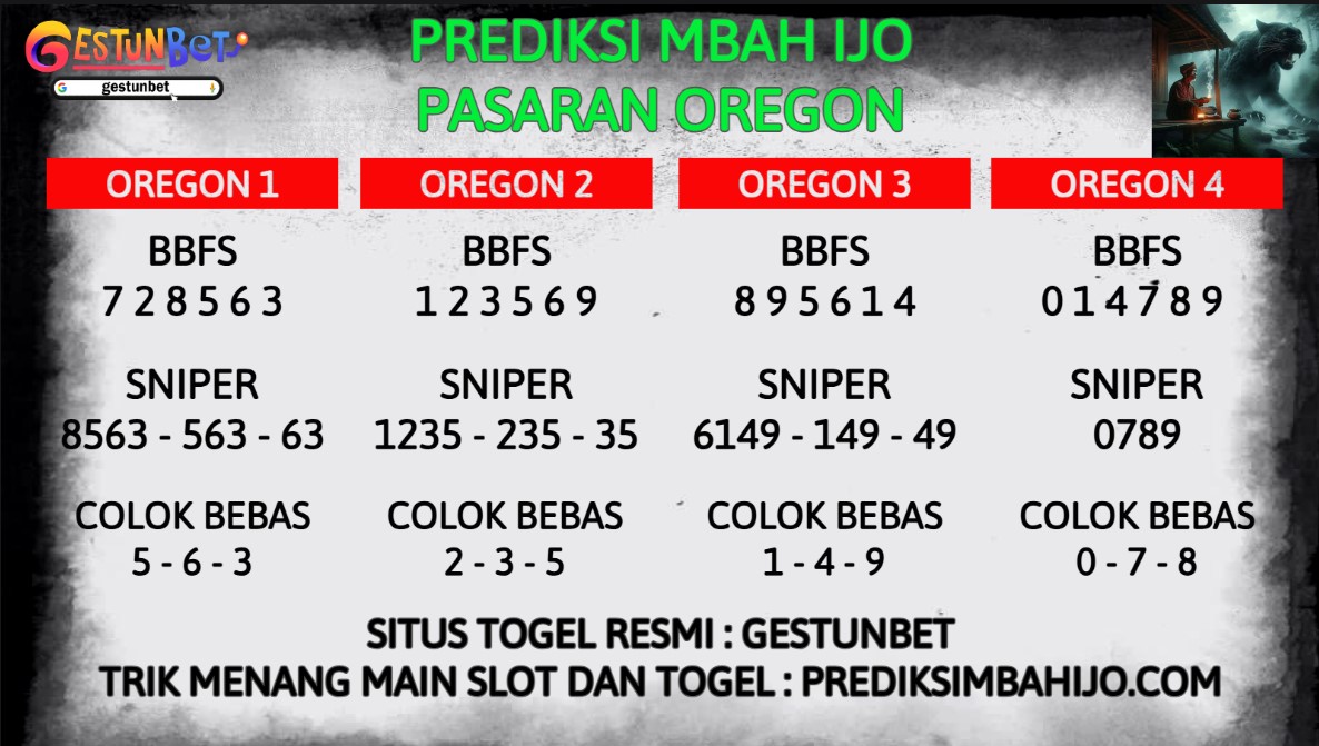 ANGKA JITU OREGON, SABTU 4 JANUARI 2025 | GESTUNBET | PREDIKSI MBAHIJO